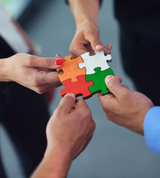 Equipo de trabajo colaborando en JANJO